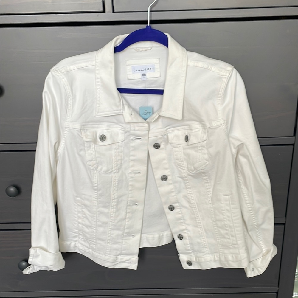 NWT LOFT White Button-Up Jean Jacket